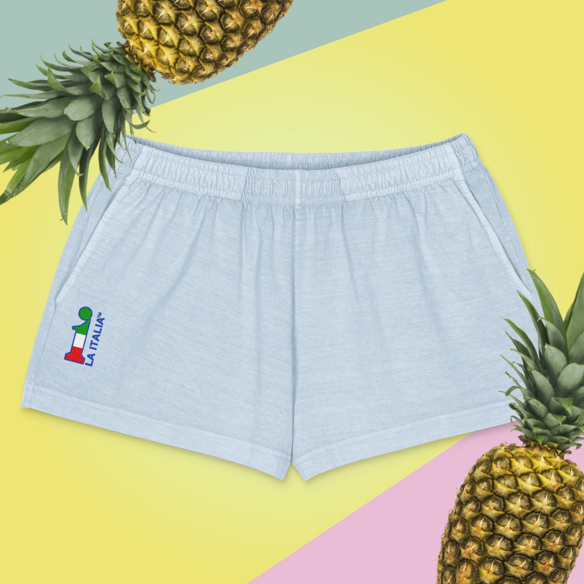 Bum-Bum Foemina Shorts La Italia™ celestial - fronte| shorts azzurro chiarissimo donna con logo La Italia™ | beachwear italiano premium | La Italia
