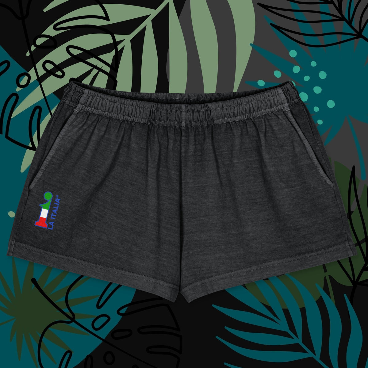 Bum-Bum Foemina Shorts La Italia™ negrito - fronte | shorts donna tinta nera effetto denim seducente | moda italiana beachwear premium | La Italia
