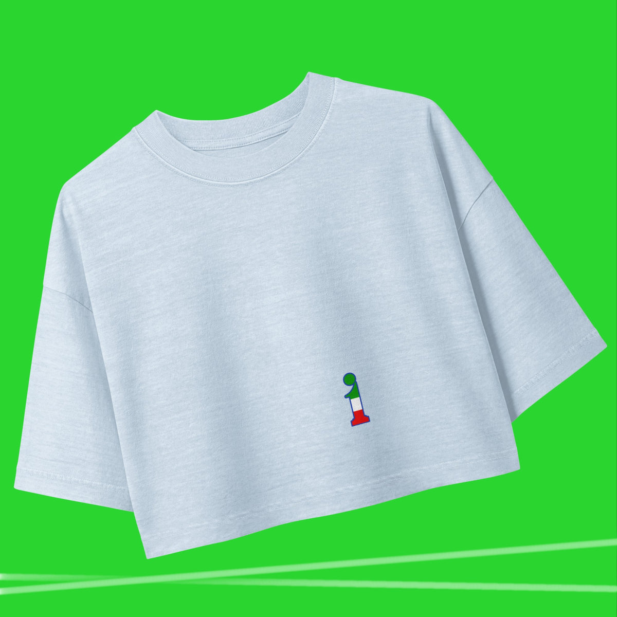 Holy Pancino Cropped Tee La Italia™ Celestial - fronte | t-shirt corta donna La Italia™ vestibilità boxy | La Italia
