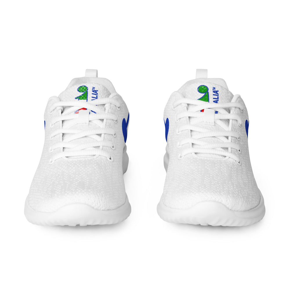 àthlon La Italia™ men's white sneakers, front view with white laces and tongue logos. We are the new premium!
