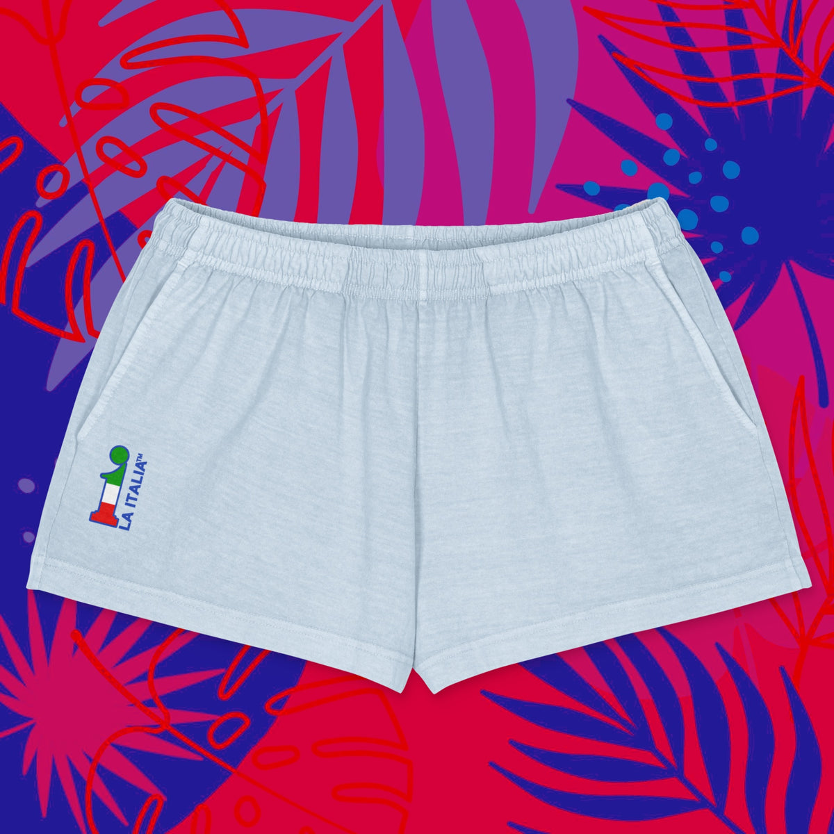 Bum-Bum Foemina Shorts La Italia™ celestial - fronte | shorts femminili azzurro chiarissimo con logo | beachwear donna - qualità e design italiani | La Italia

