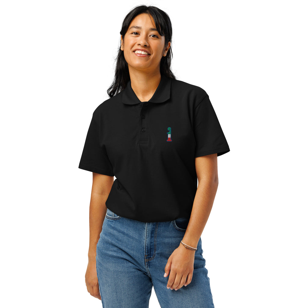 Polo La Italia™ Nero - women front | italian premium polo shirt black | italian fashion | La Italia
