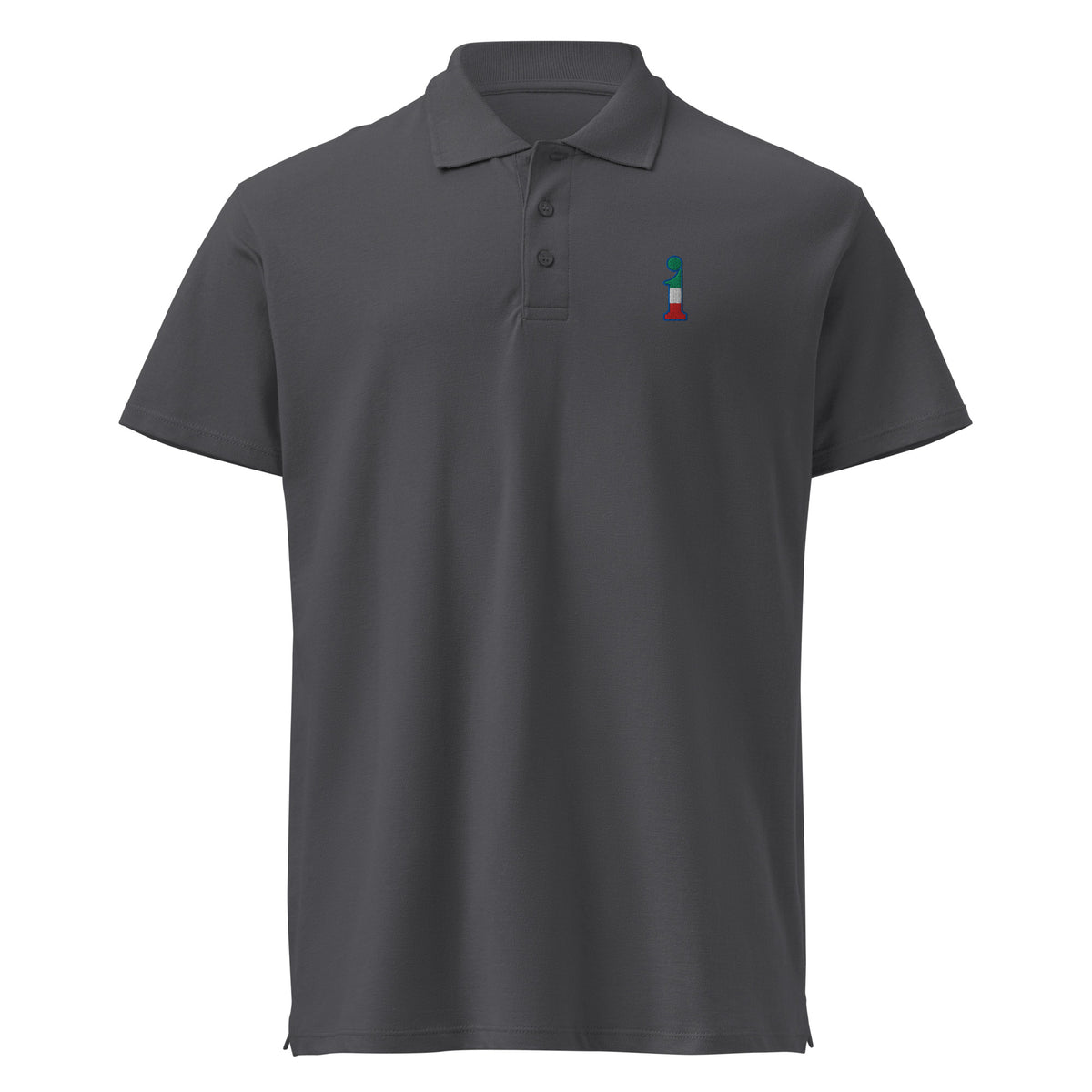 Polo La Italia™ Grigio Scuro - fronte | polo italiana premium unisex grigio scuro | Wear Your Best Version | La Italia
