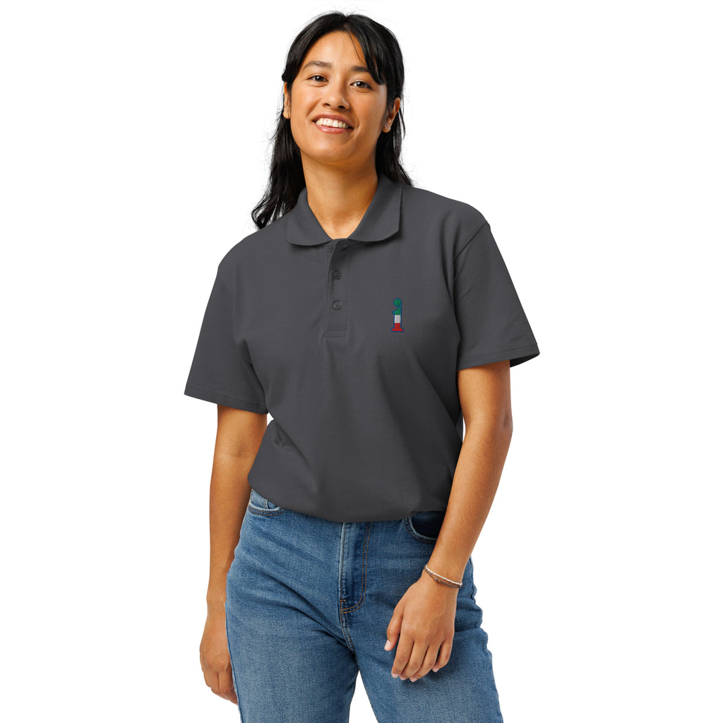 Polo La Italia™ Grigio Scuro - women front | italian premium polo shirt dark grey | italian fashion | La Italia
