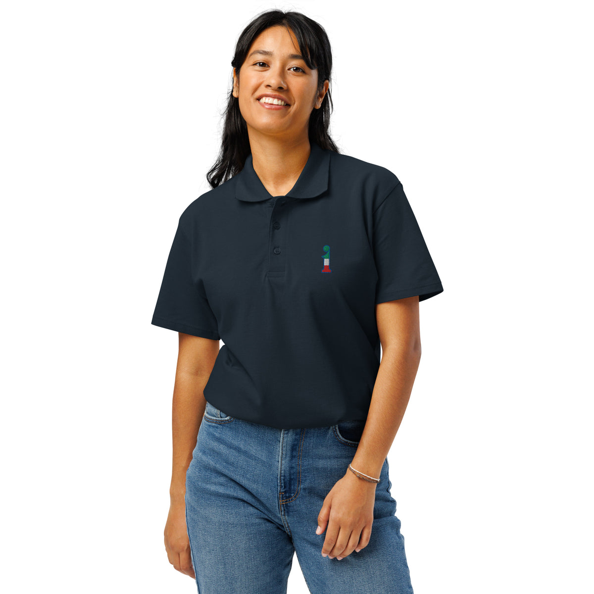 Polo La Italia™ Navy - women front | italian premium polo shirt navy | italian fashion | La Italia
