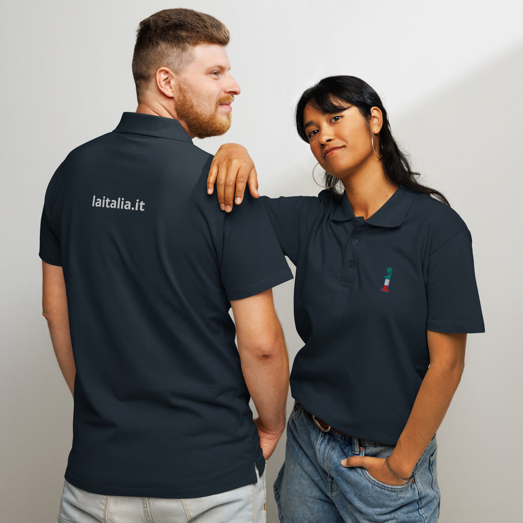 Polo La Italia™ Navy - retro coppia | polo italiana premium unisex navy | brand italiano | La Italia
