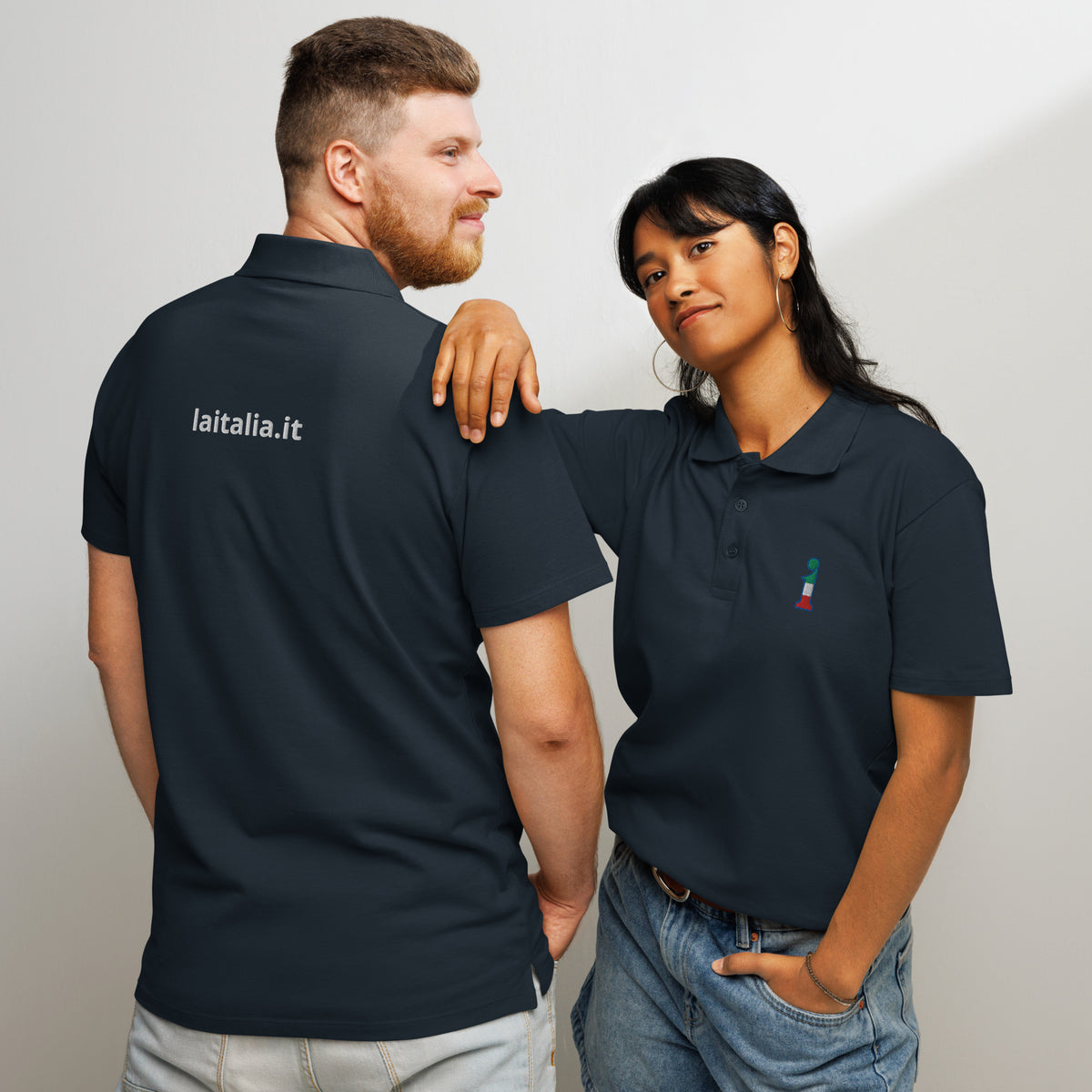 Polo La Italia™ Navy - retro coppia | polo italiana premium unisex navy | brand italiano | La Italia

