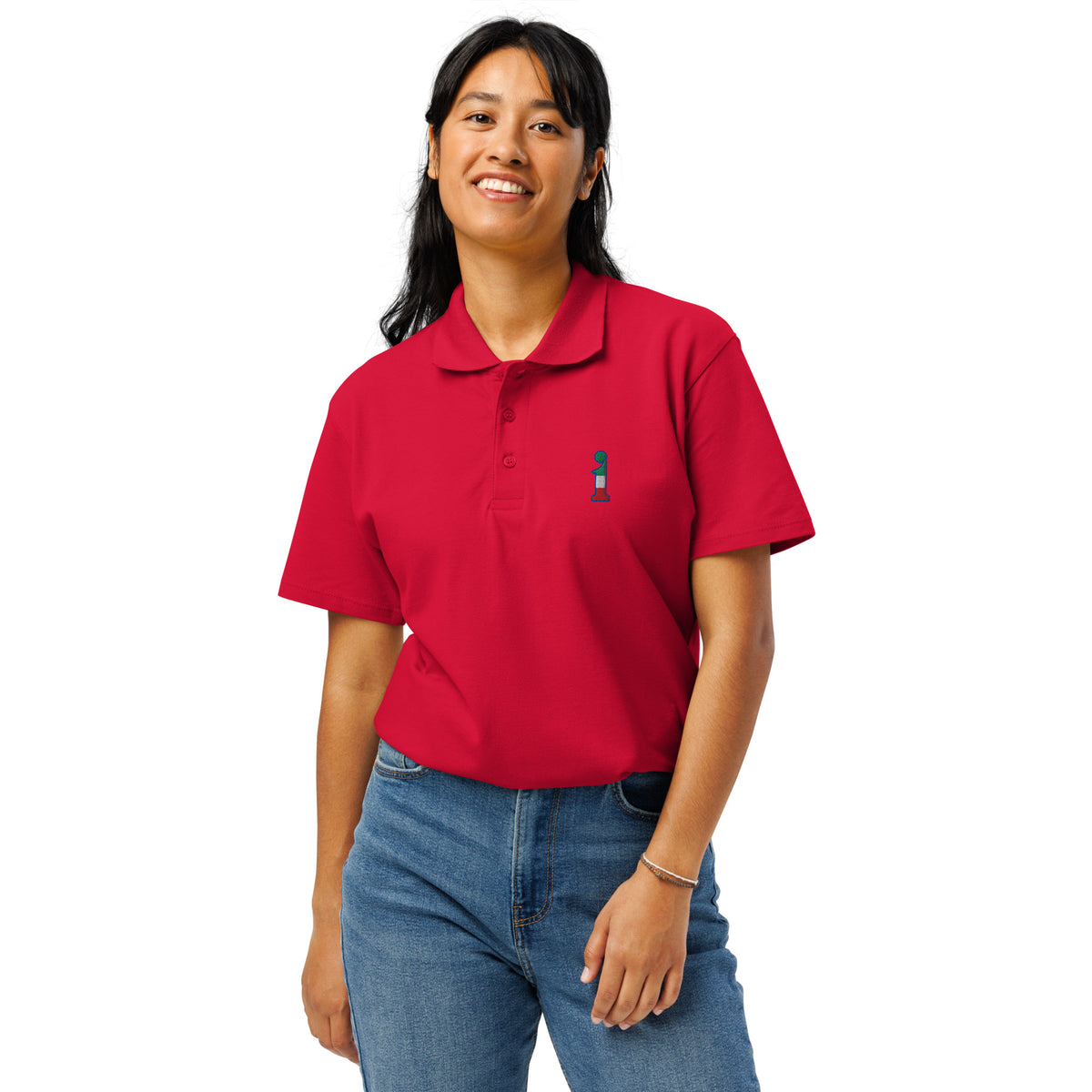 Polo La Italia™ Rosso - women front | italian premium polo shirt red | italian fashion | La Italia
