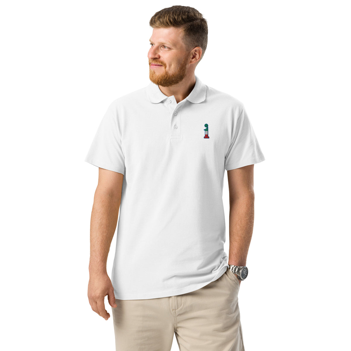 Polo La Italia™ Bianco - front detail | italian premium polo shirt white | Wear Your Best Version | La Italia
