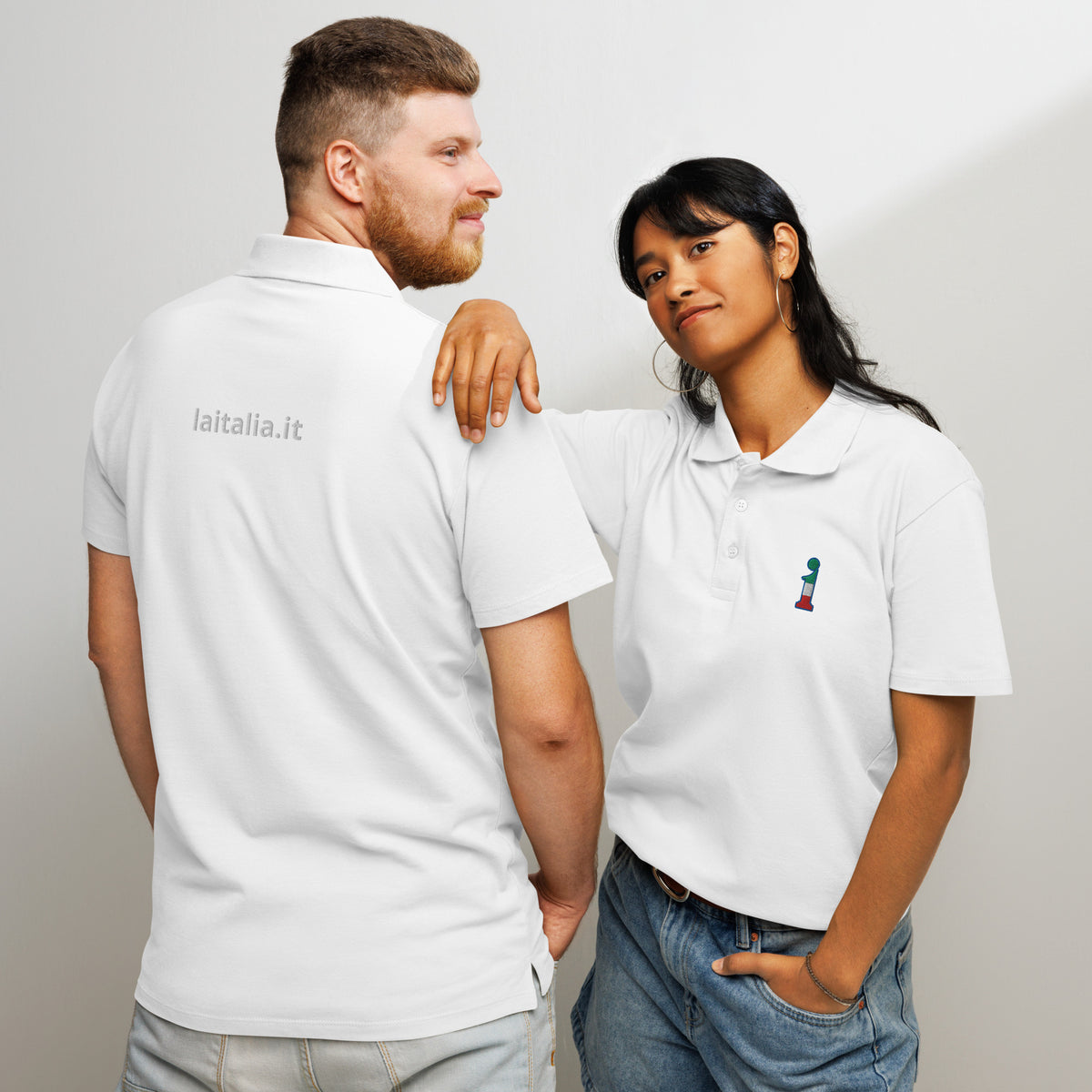 Polo La Italia™ Bianco - vista completa | polo italiana premium unisex bianco | qualità italiana | La Italia
