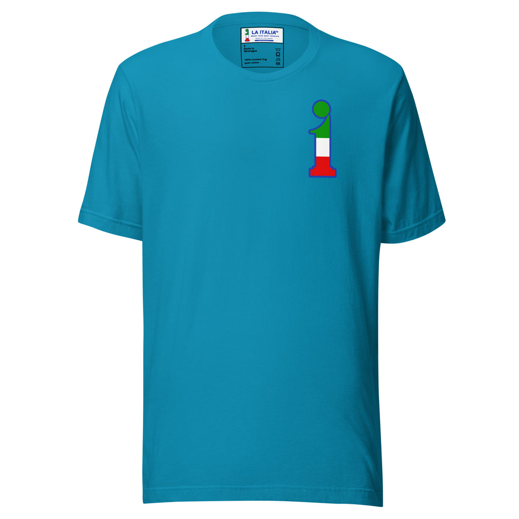 T-Shirt La Italia™ Big Logo Acqua - fronte | t-shirt italiana premium unisex acqua | Wear Your Best Version
