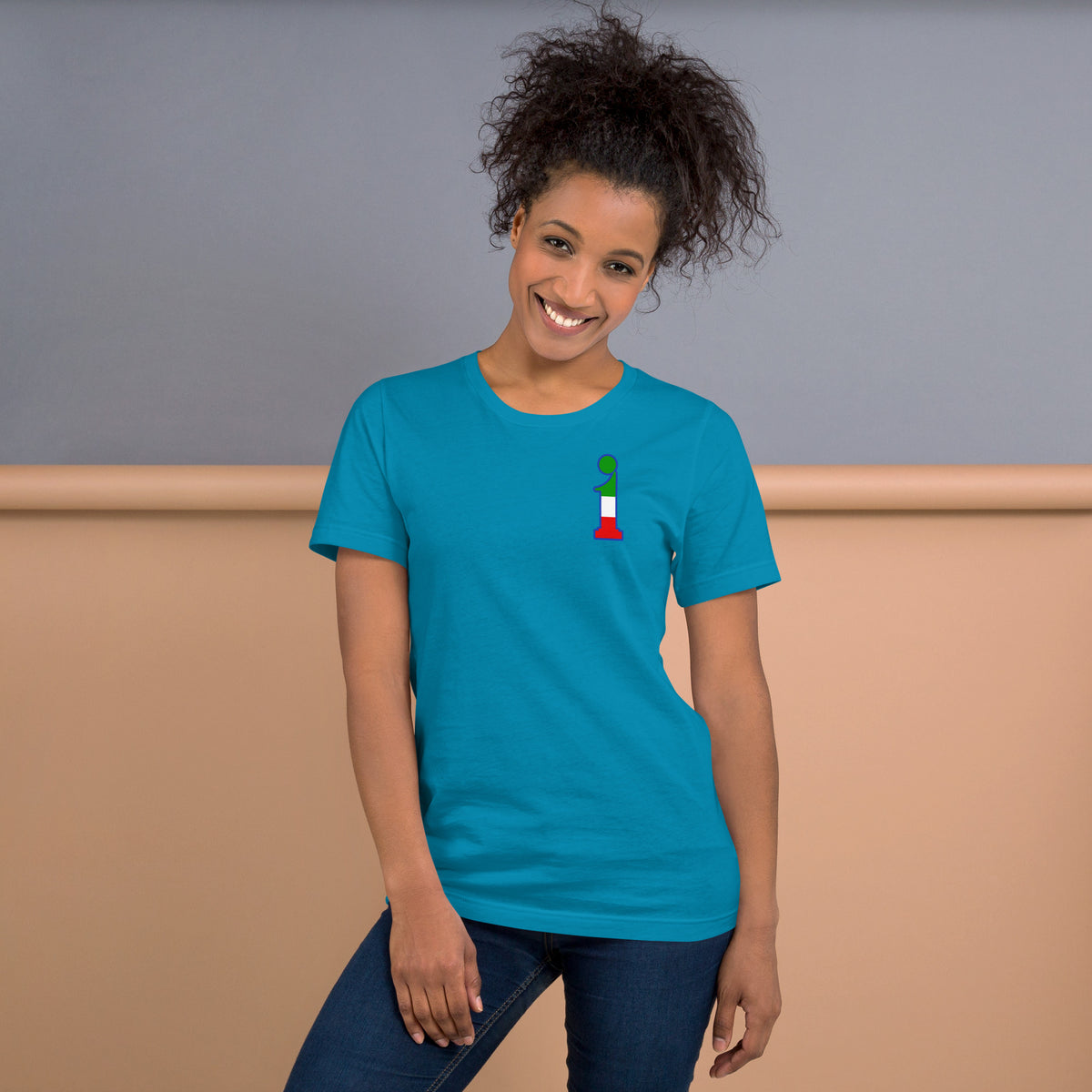 T-Shirt La Italia™ Big Logo Acqua - women front | italian premium t-shirt acqua women | La Italia


