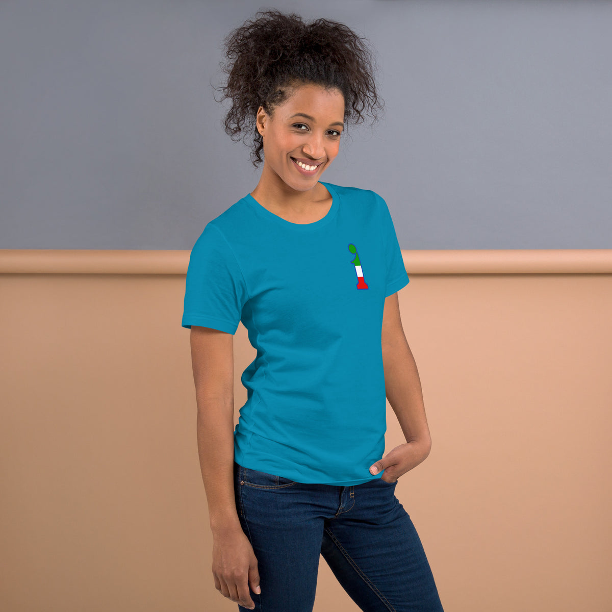 T-Shirt La Italia™ Big Logo Acqua - right view | italian premium t-shirt acqua right | La Italia
