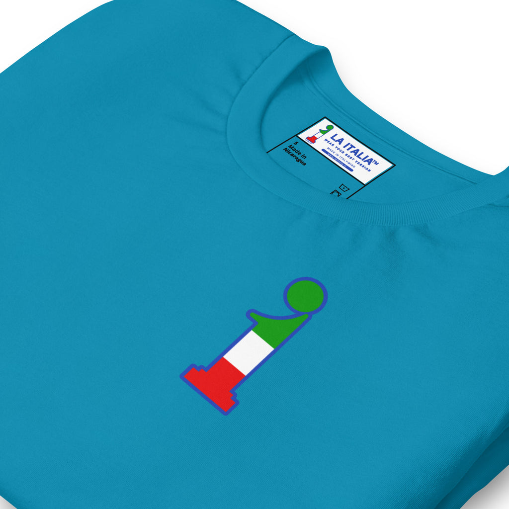 T-Shirt La Italia™ Big Logo Acqua - logo detail | italian premium t-shirt acqua zoomed | La Italia
