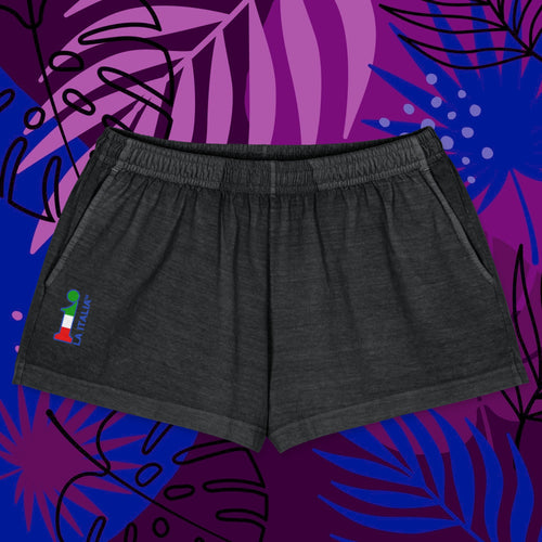 Bum-Bum Foemina Shorts La Italia™ negrito - fronte | shorts femminili premium tintura effetto denim | shorts donna qualità e design italiani | La Italia
