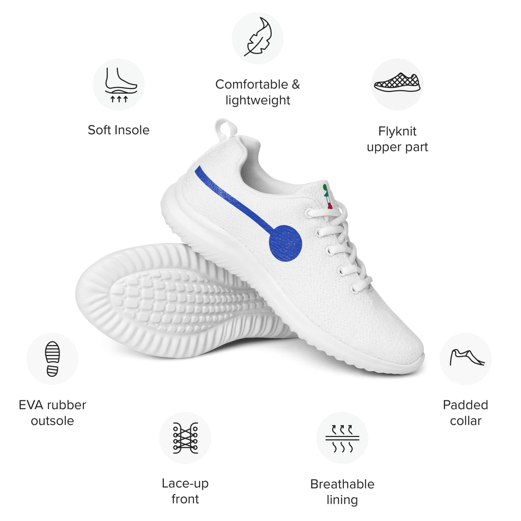 àthlon La Italia™ women's white sneakers: feature diagram showing soft insole, knit upper, EVA outsole and breathable lining.
Wear your best version!