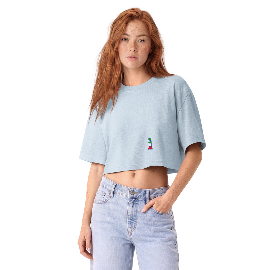 Holy Pancino Cropped Tee La Italia™ Celestial - vista frontale | cropped tee da donna in colore Celestial | La Italia
